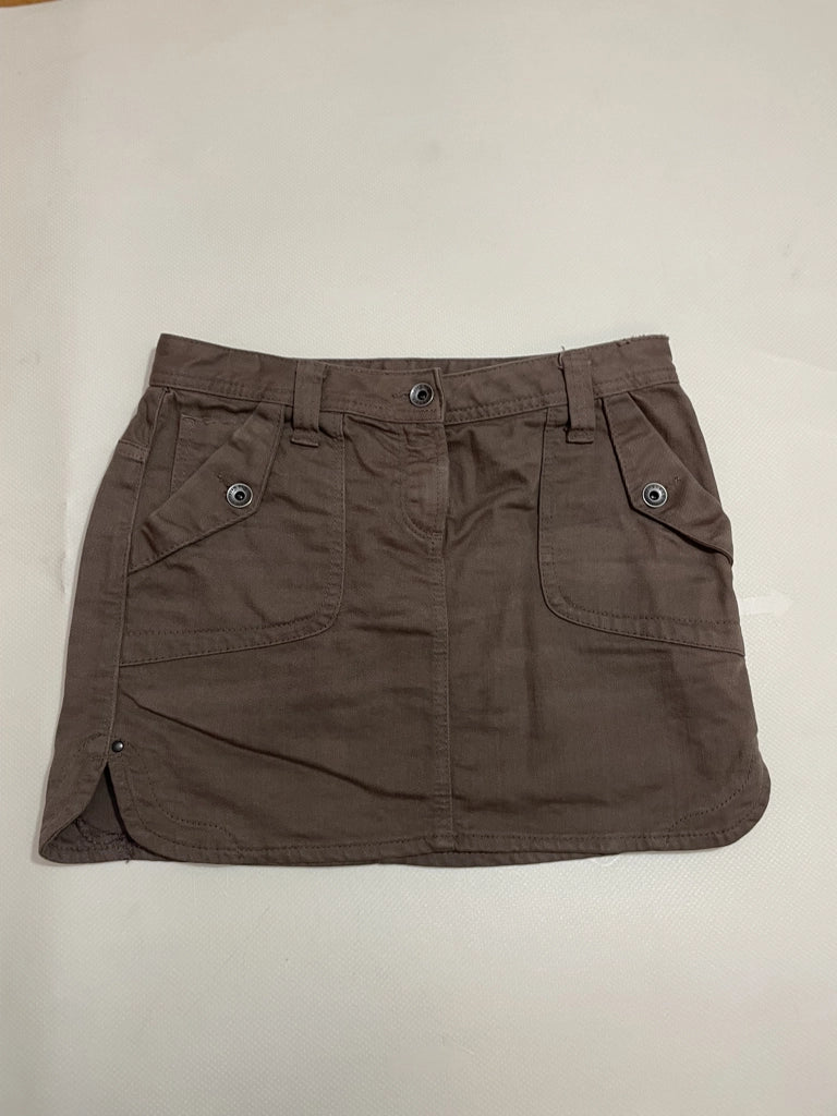 Y2K Chocolate Brown Mini Skirt Low Rise Sisley Grunge (M)