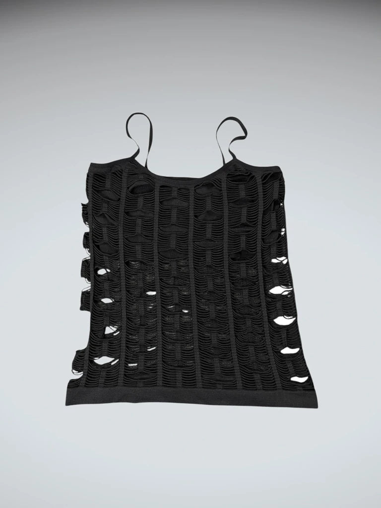 Distressed Black Sheer Vintage Top (M)