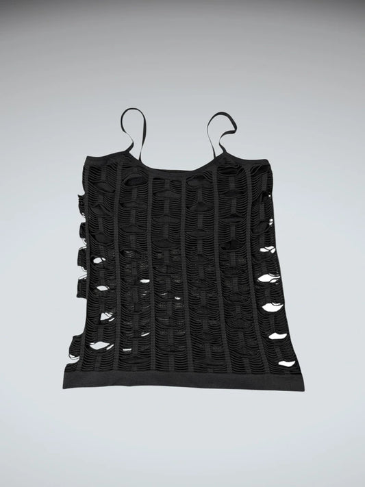 Distressed Black Sheer Vintage Top (M)