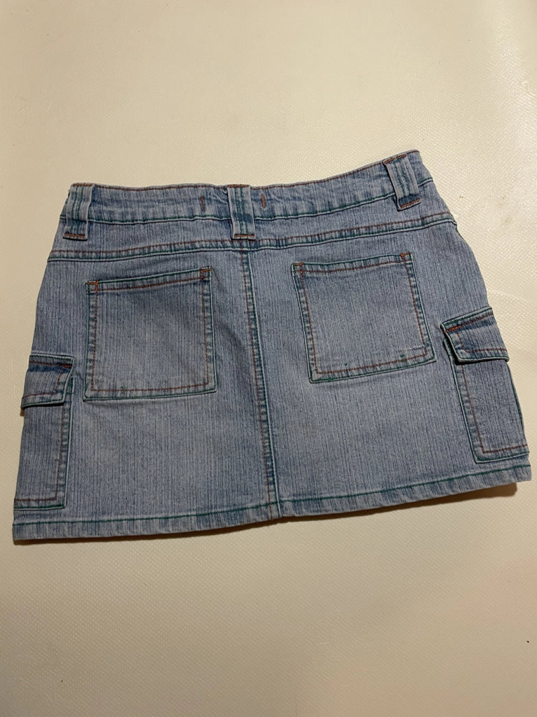 Light Wash Cargo Denim Mini Skirt Multi-Stitch Detail Y2K (S)