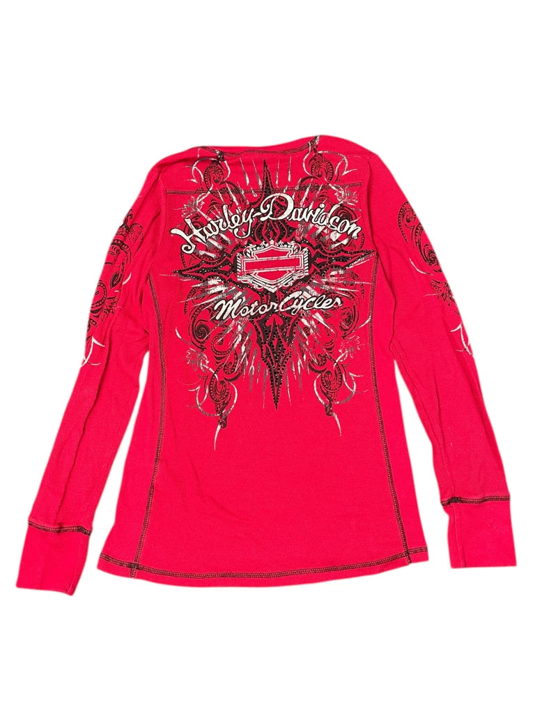 Harley davidson red print longsleeve (L)