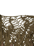 Sheer Brown Distressed Mesh Top (S)