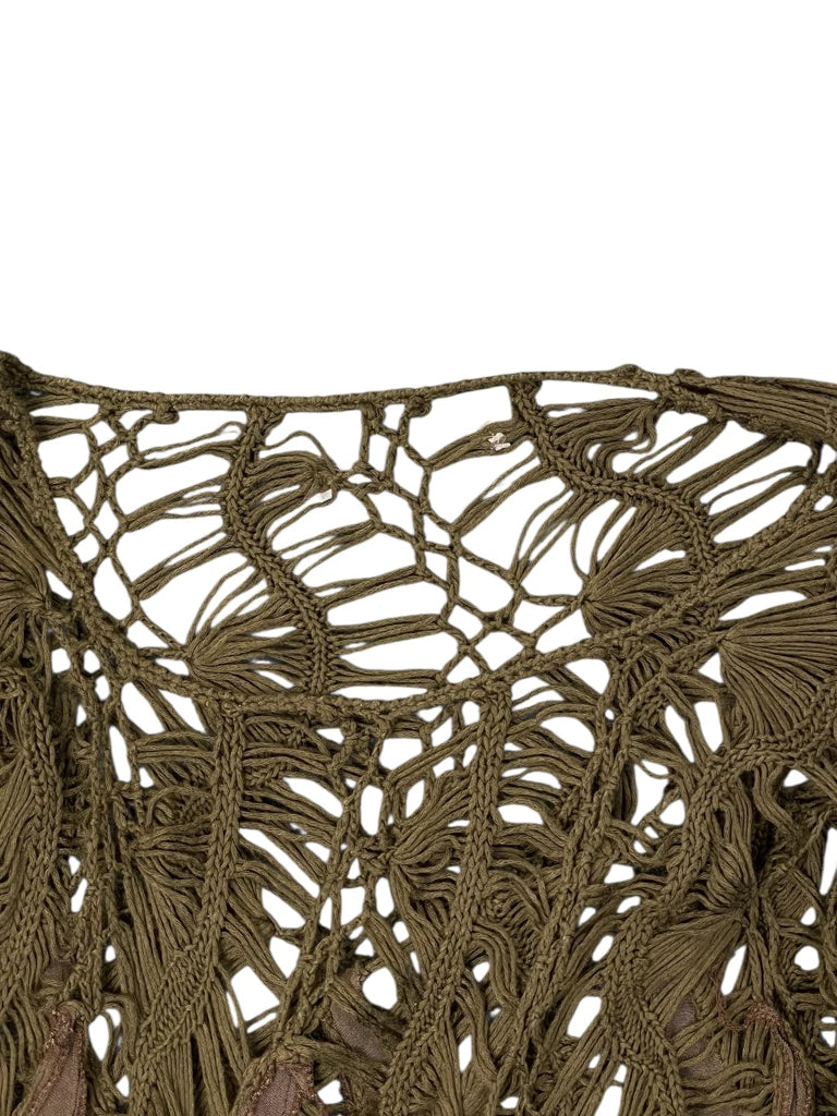 Sheer Brown Distressed Mesh Top (S)