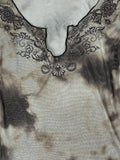 Boho Washed Multi-Color V-Neck Blouse (S)