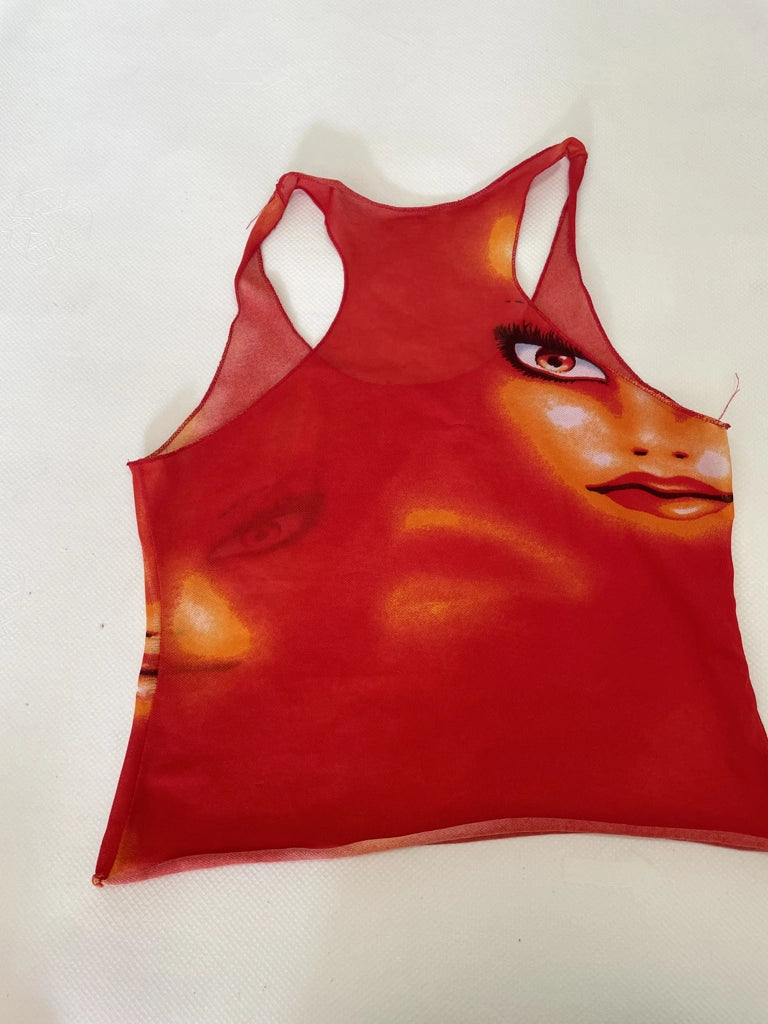 Red Graphic Spaghetti Strap Top (XS)