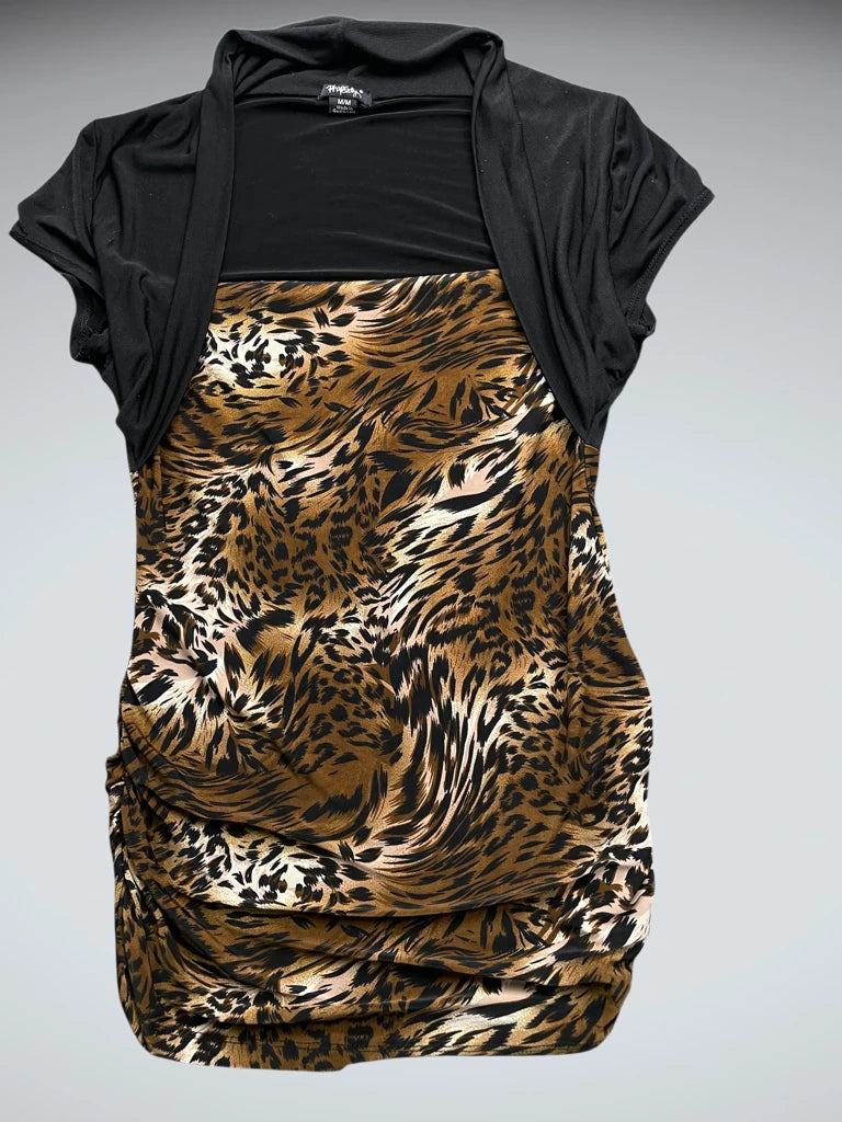 Tiger Print Ruched Top with Shrug (M)