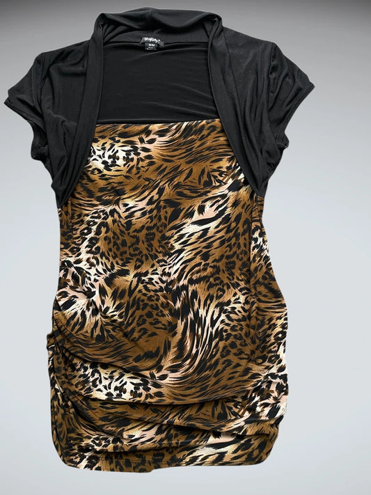 Tiger Print Ruched Top with Shrug (M)