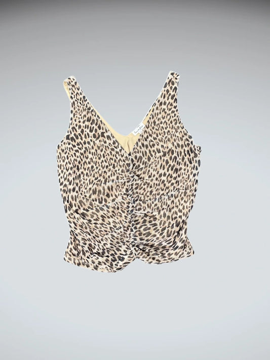 Beige Leopard Ruched Top (L)