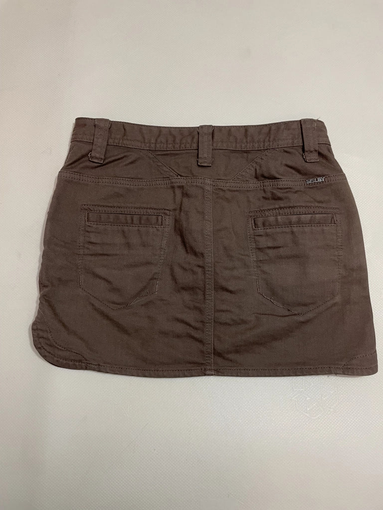 Y2K Chocolate Brown Mini Skirt Low Rise Sisley Grunge (M)