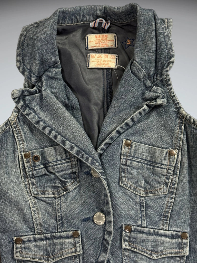 Blue Star Cropped Denim Vest Women (S)