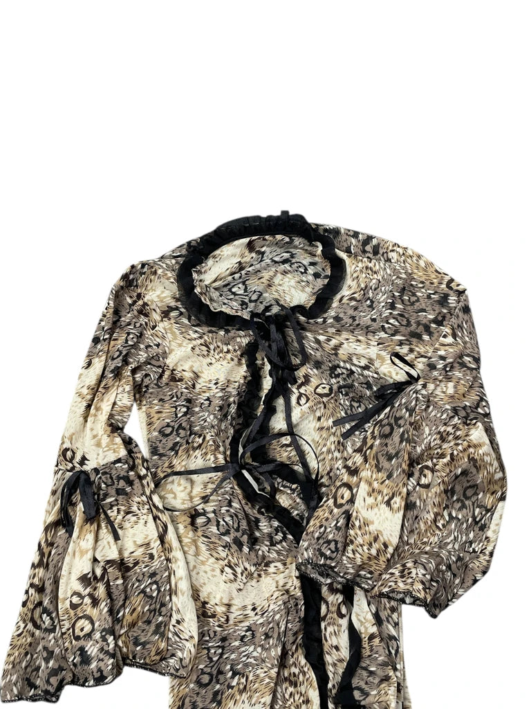 Animal Print Earth Tone Ruffle Dress (S)
