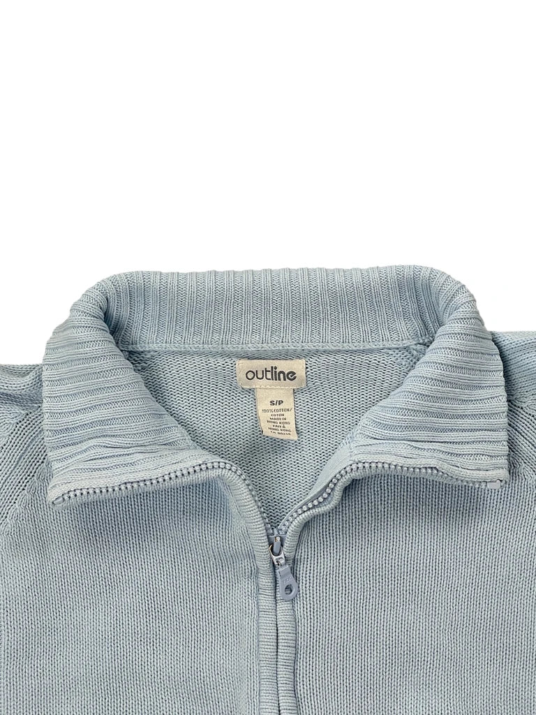 Turquoise Knit Zip-Up Cardigan (S)