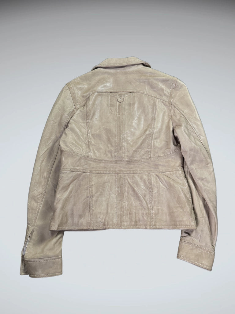 Selections Beige Genuine Leather Blazer Women (M)