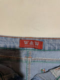 Light Wash Cargo Denim Mini Skirt Multi-Stitch Detail Y2K (S)