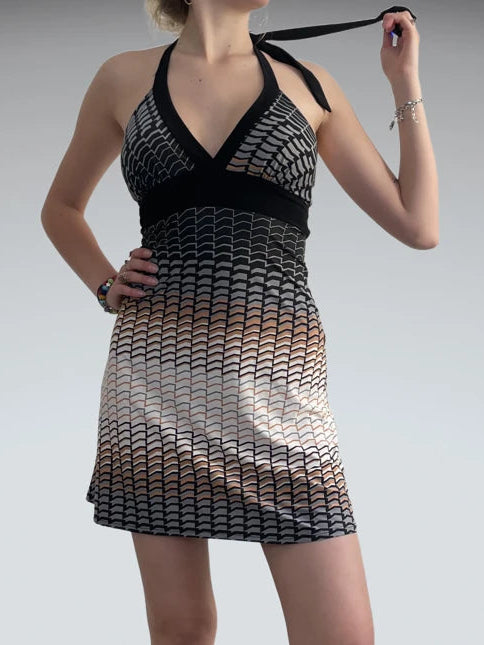 Pixel Dusk – Gradient Mesh Dress (S)