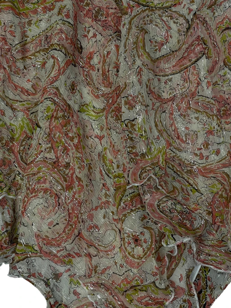 Paisley Dream Silk Asymmetric Skirt (M)