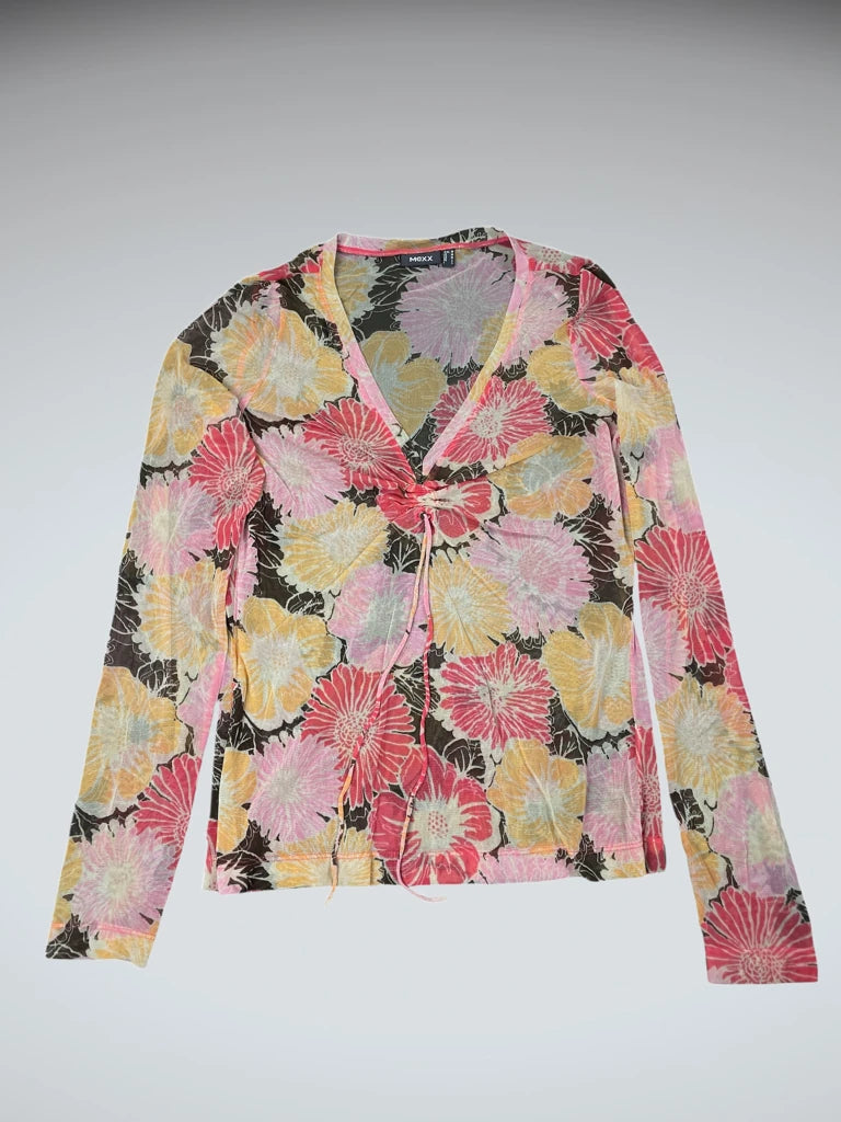 Mex Yellow Pink Flower Top (M)