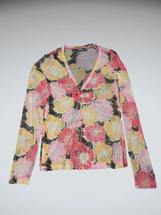 Mex Yellow Pink Flower Top (M)
