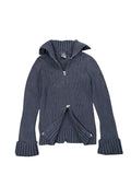 Navy Cable Knit Sweater with Folded Cuffs (S)