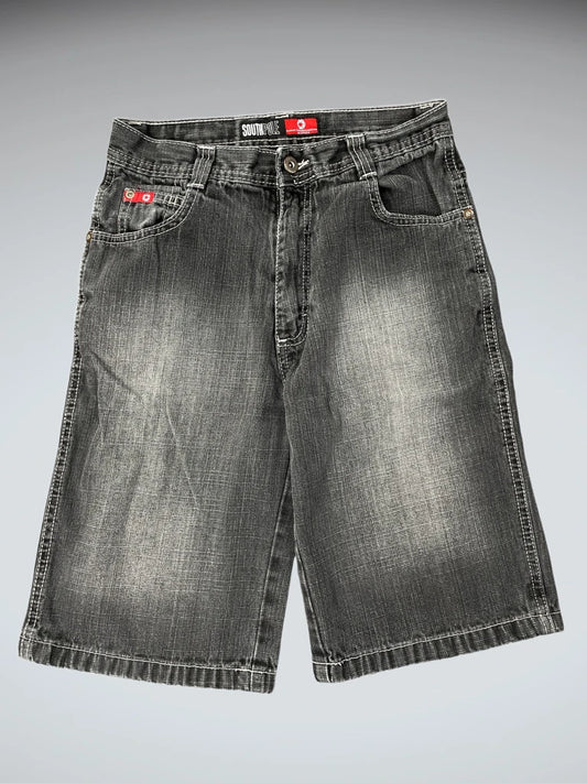 South Pole Grey Washed Vintage 3/4 Denim Shorts (S)