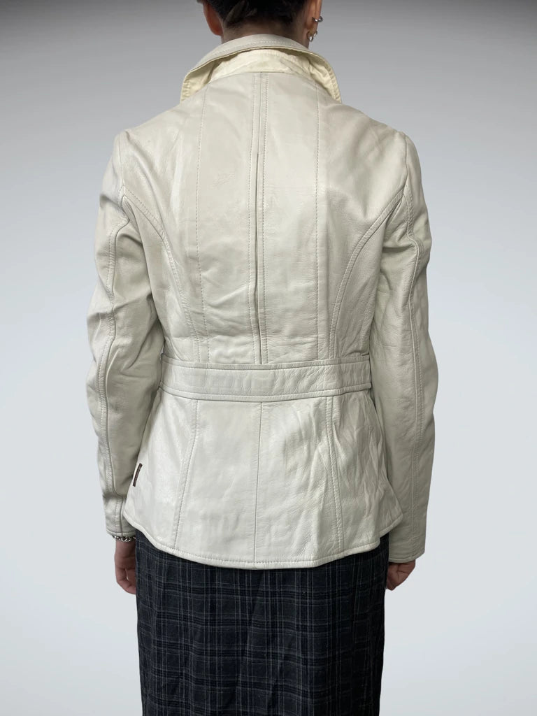 moncler white leather jacket