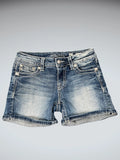 Miss Me Light Wash Rolled Hem Denim Hotpants (L)