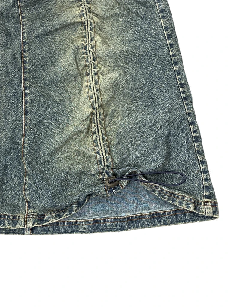 Jou Jou Distressed Wash Denim Skirt (L)