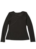 Minimal Knot-Front Long Sleeve Top in Black (S)