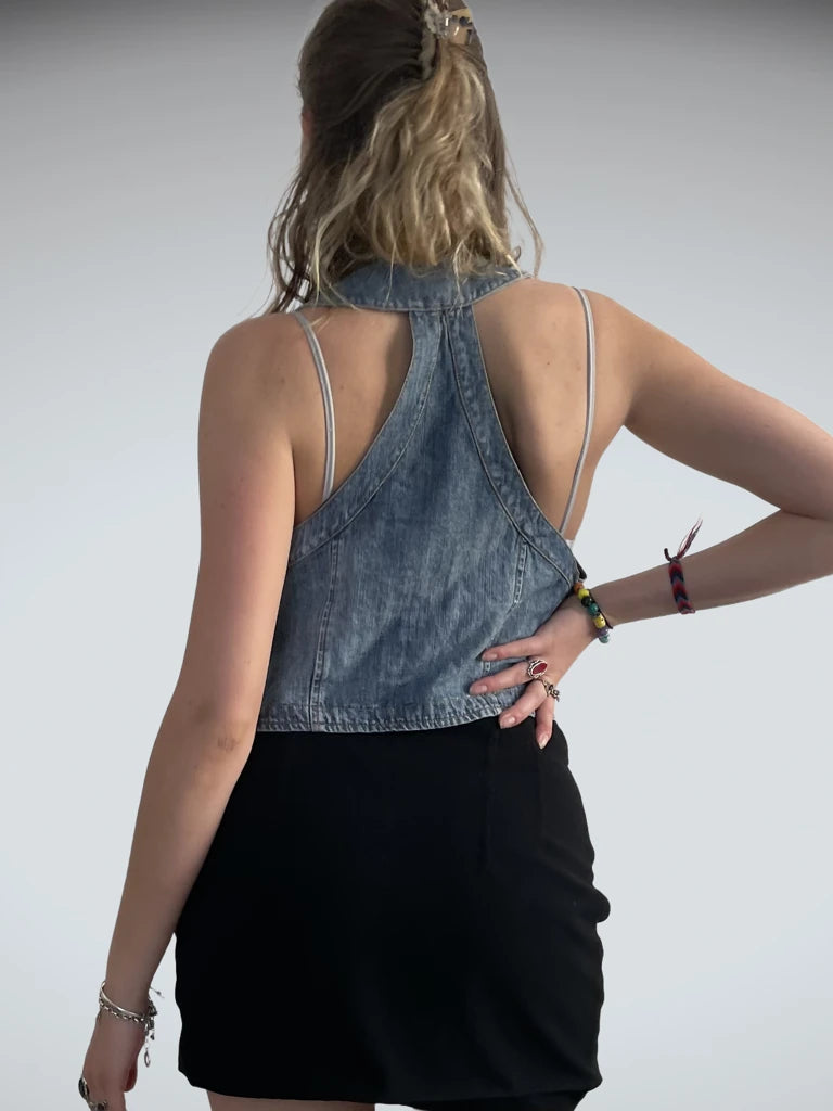 blue loops – y2k denim corsage (XL)
