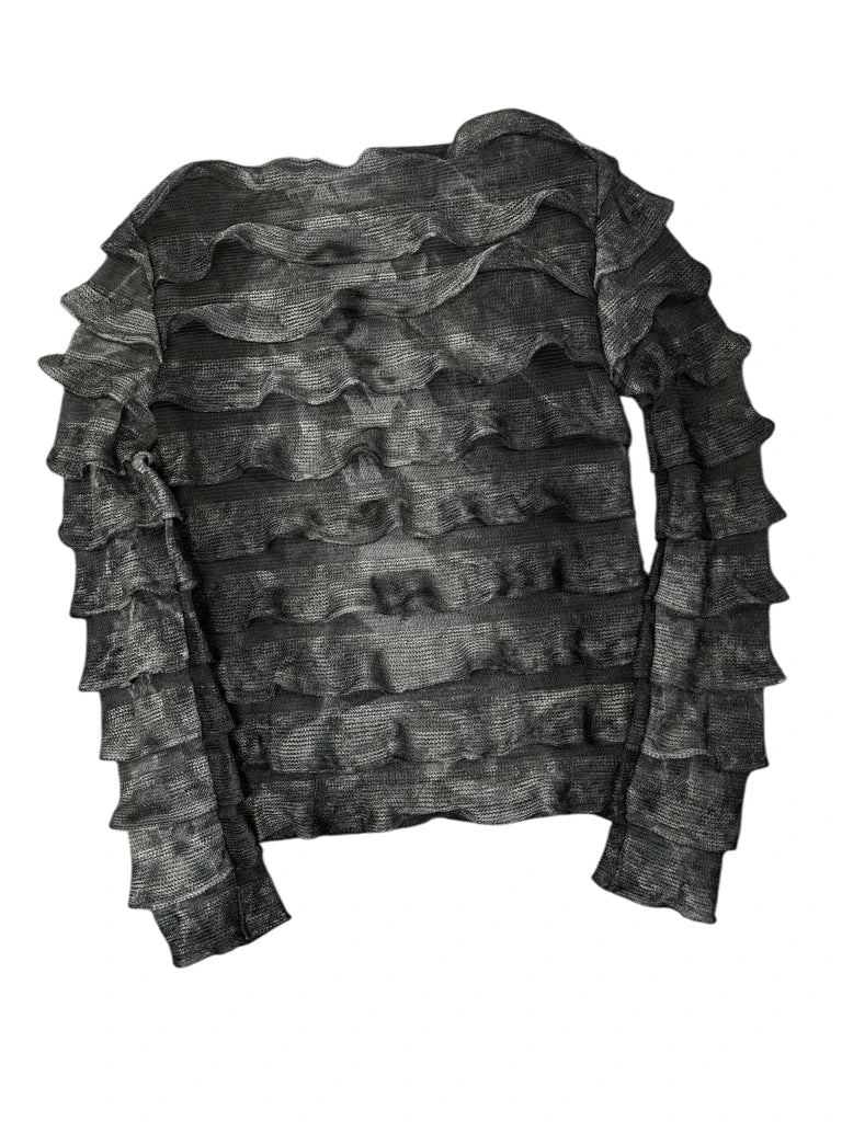 Crinkled Texture Black Tank (S)