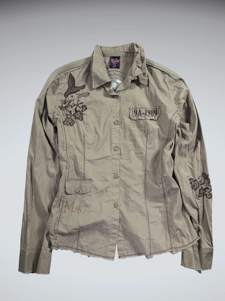 Authentic Distressed Utility Army Shirt (L)