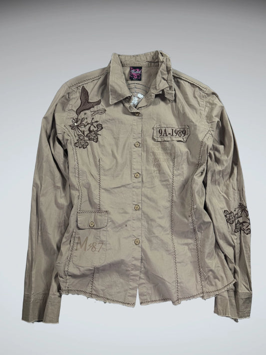 Authentic Distressed Utility Army Shirt (L)
