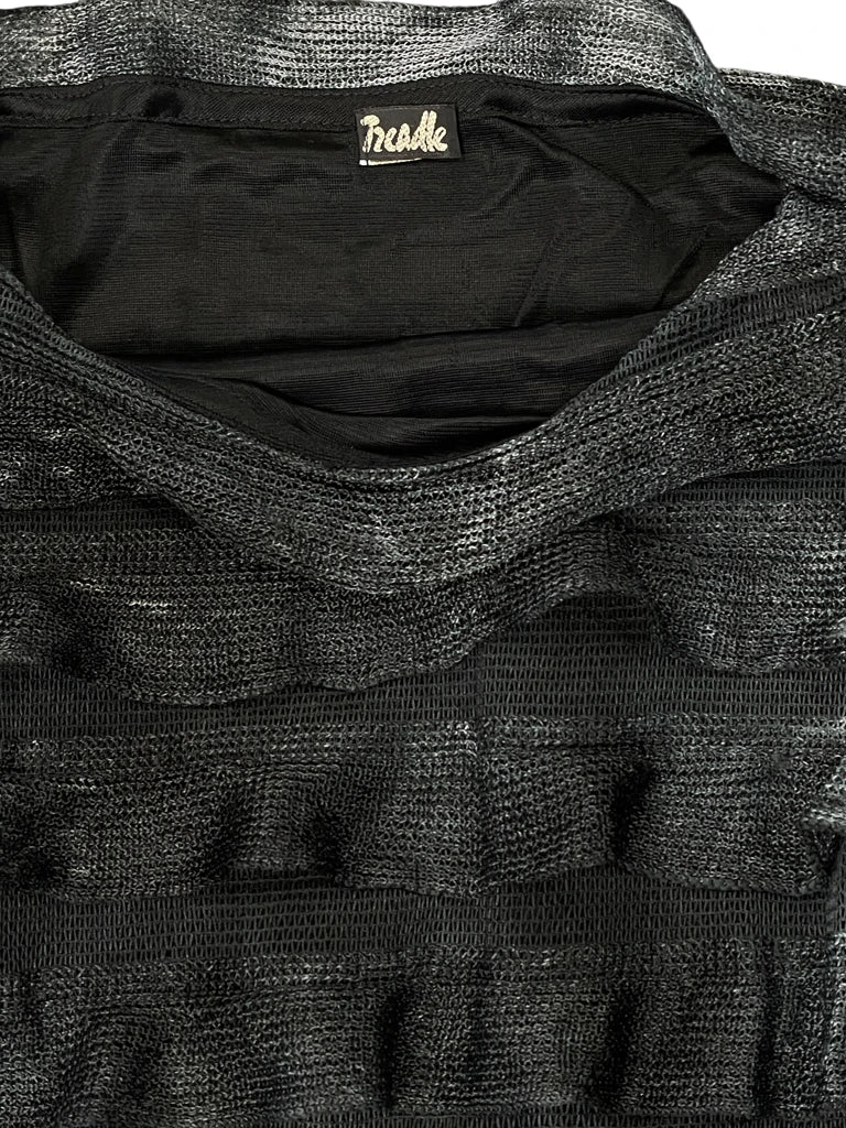 Crinkled Texture Black Tank (S)