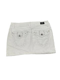 Earl White Rhinestone Accent Denim Mini Skirt (XS)