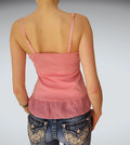 Pink Lace Trim Peplum Camisole (M)