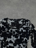 flower black and white blouse