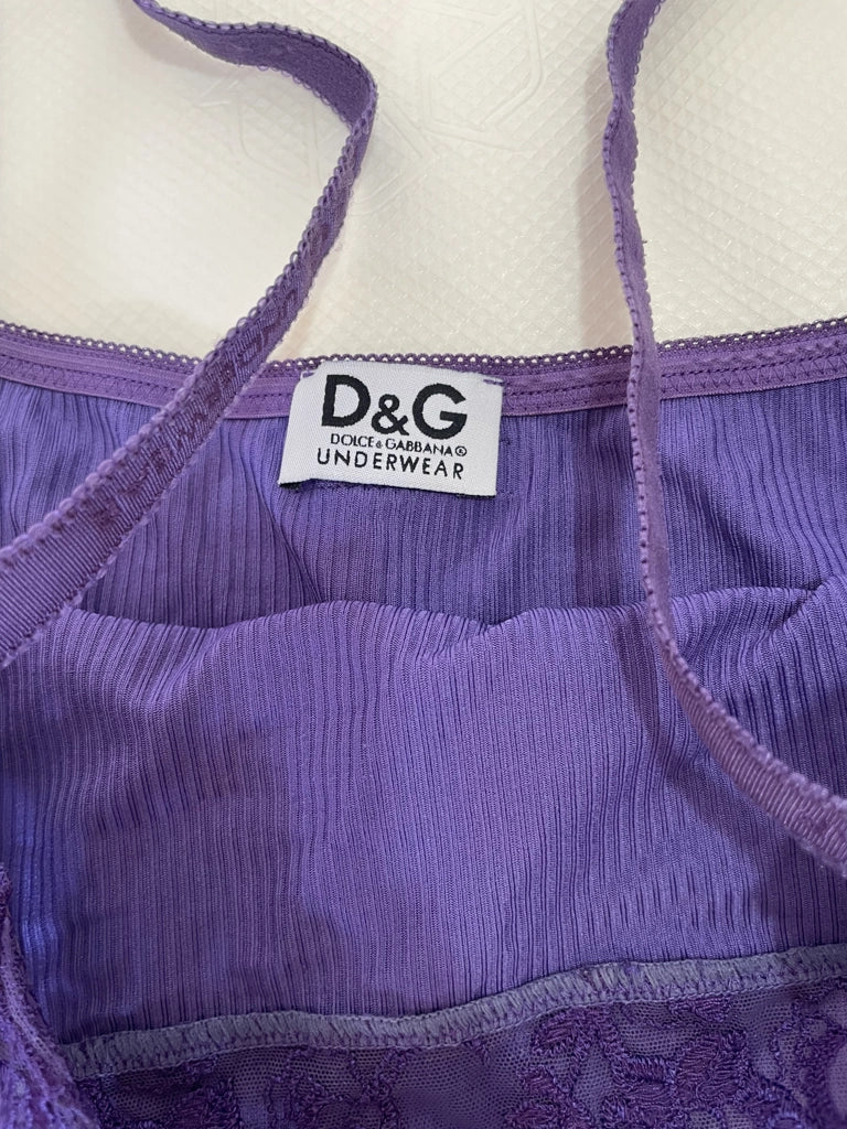 Purple Velvet Corduroy Lace Trim Camisole Top D&G Y2K (M)