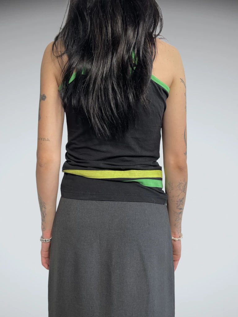 tank top with green striped (M)