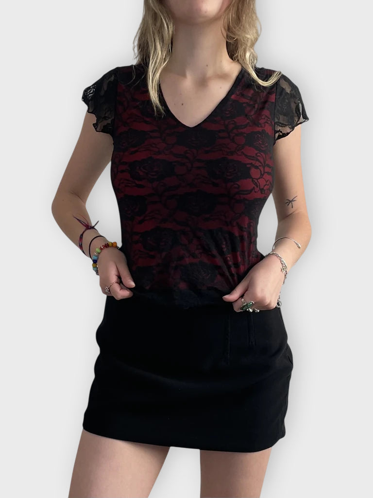 dark romance – mesh floral top (L)