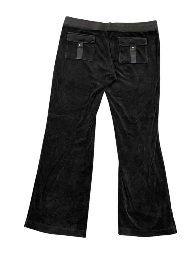 Black Velour Logo Pants (L)