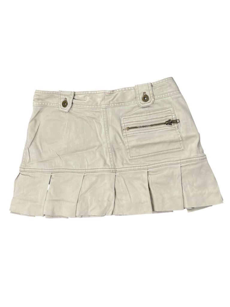 Beige Pleated Hem Skirt with Zip Pockets (S)