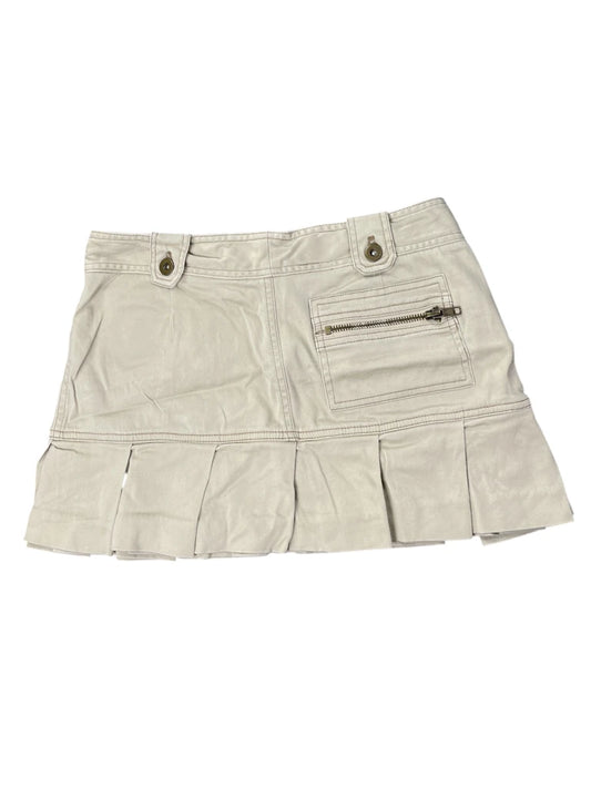 Beige Pleated Hem Skirt with Zip Pockets (S)