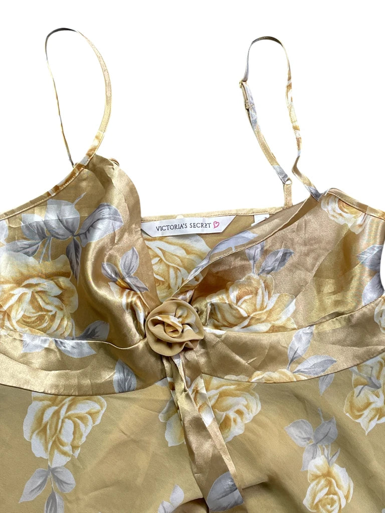 Green brown paisley ruffle wrap top (M)