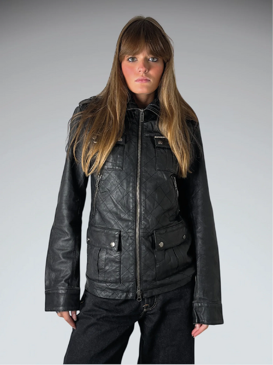 Superdry Black Vintage Leather Coat (S)