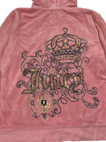 Pink Velour Crown Zip Hoodie (XL)