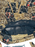 Earthtone Floral V-Neck Boho Blouse (S)