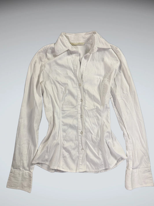 Chic White Fitted Business Shirt (XS)