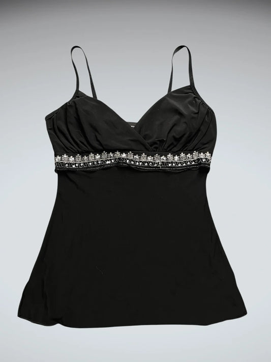 Black Embellished Empire Waist Top (S)
