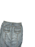 Long Blue Denim Skirt with Panel Design (S)