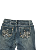 Light Wash Straight-Leg Jeans with Studded Pockets (M)